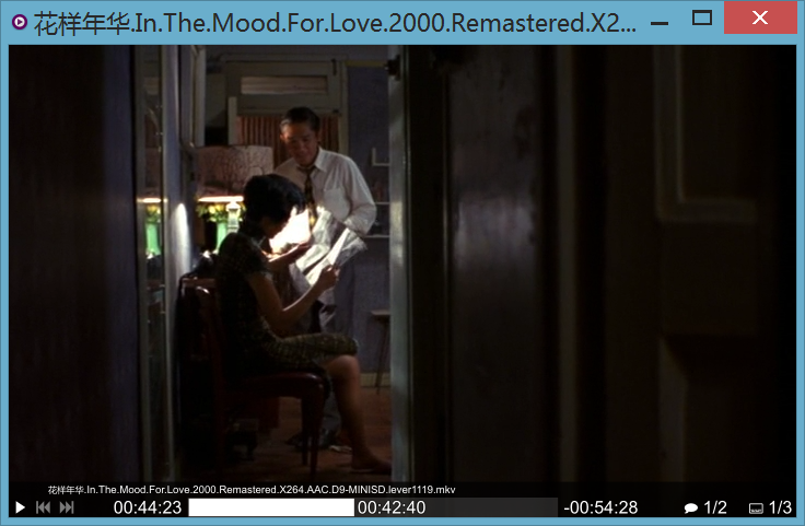 mpv 0.21.0版的OSC——截图是电影《花样年华》